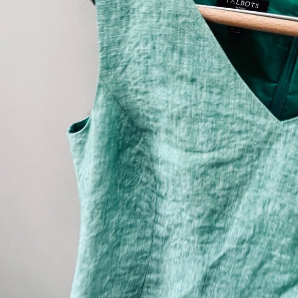 Talbots Green Linen Sheath Dress- Size 4P - Picture 2 of 5